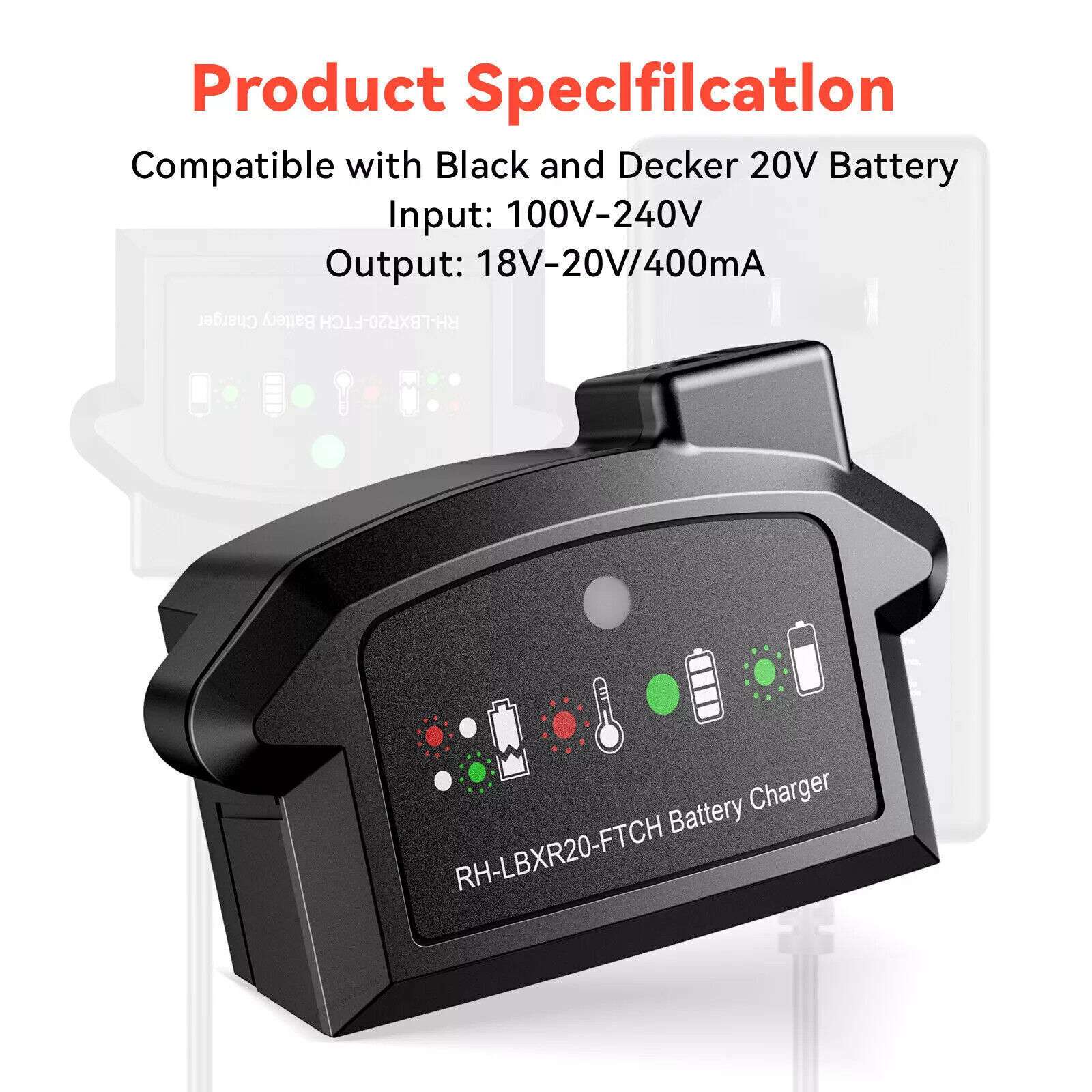 Charger For Black and Decker 18V-20V Li-ion Battery LCS1620 LBXR20 LB20 LBX4020