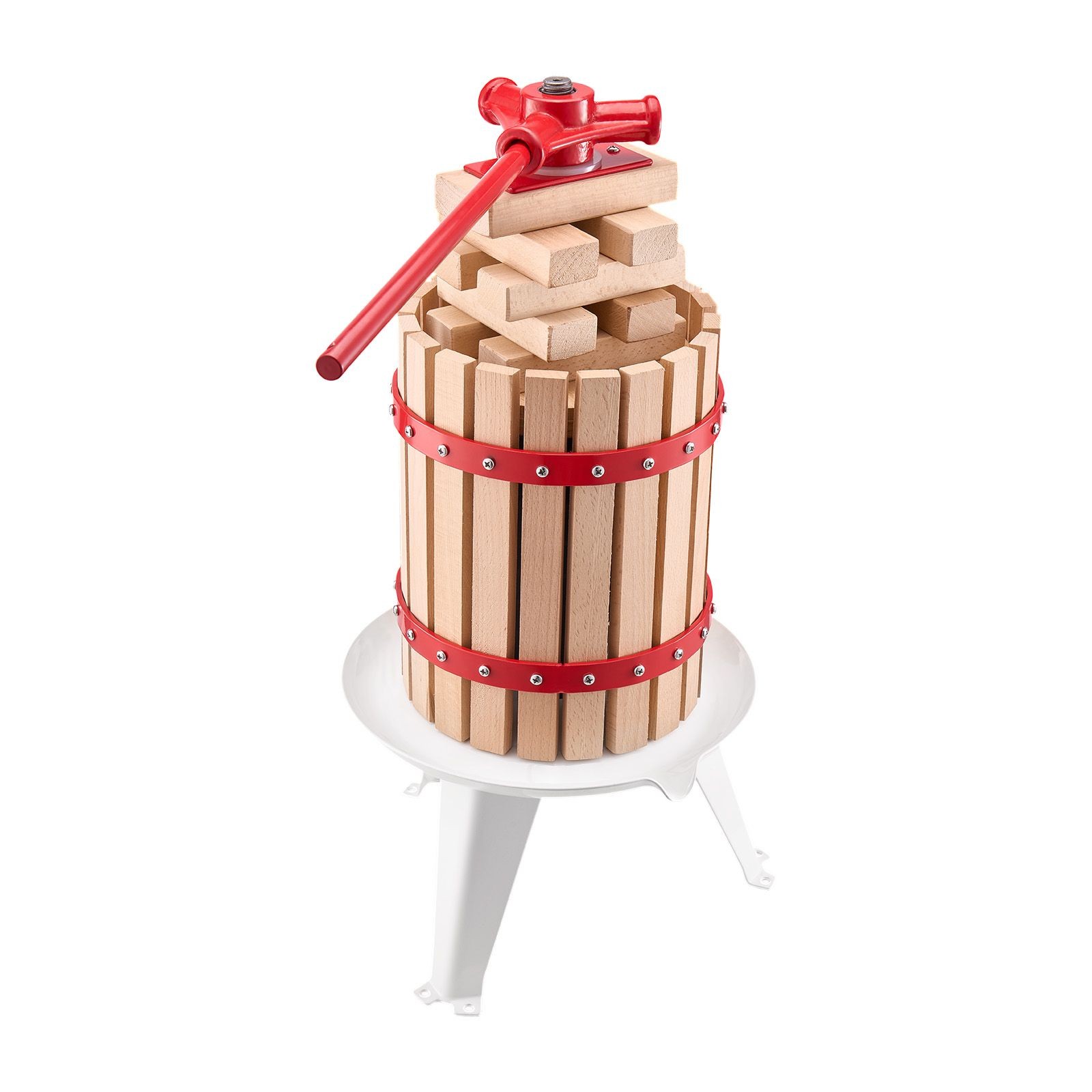1.6 Gal Fruit Wine Press, Solid Wood Basket, Manual Juice Maker for Cider Apple