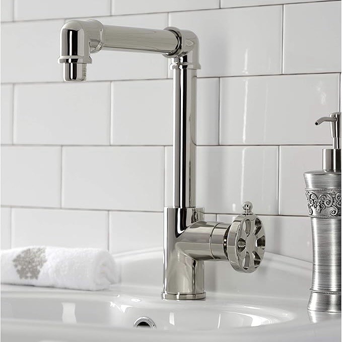 Kingston Brass KS144RXPN Belknap Bathroom Faucet, Polished Nickel, Deck Mounted