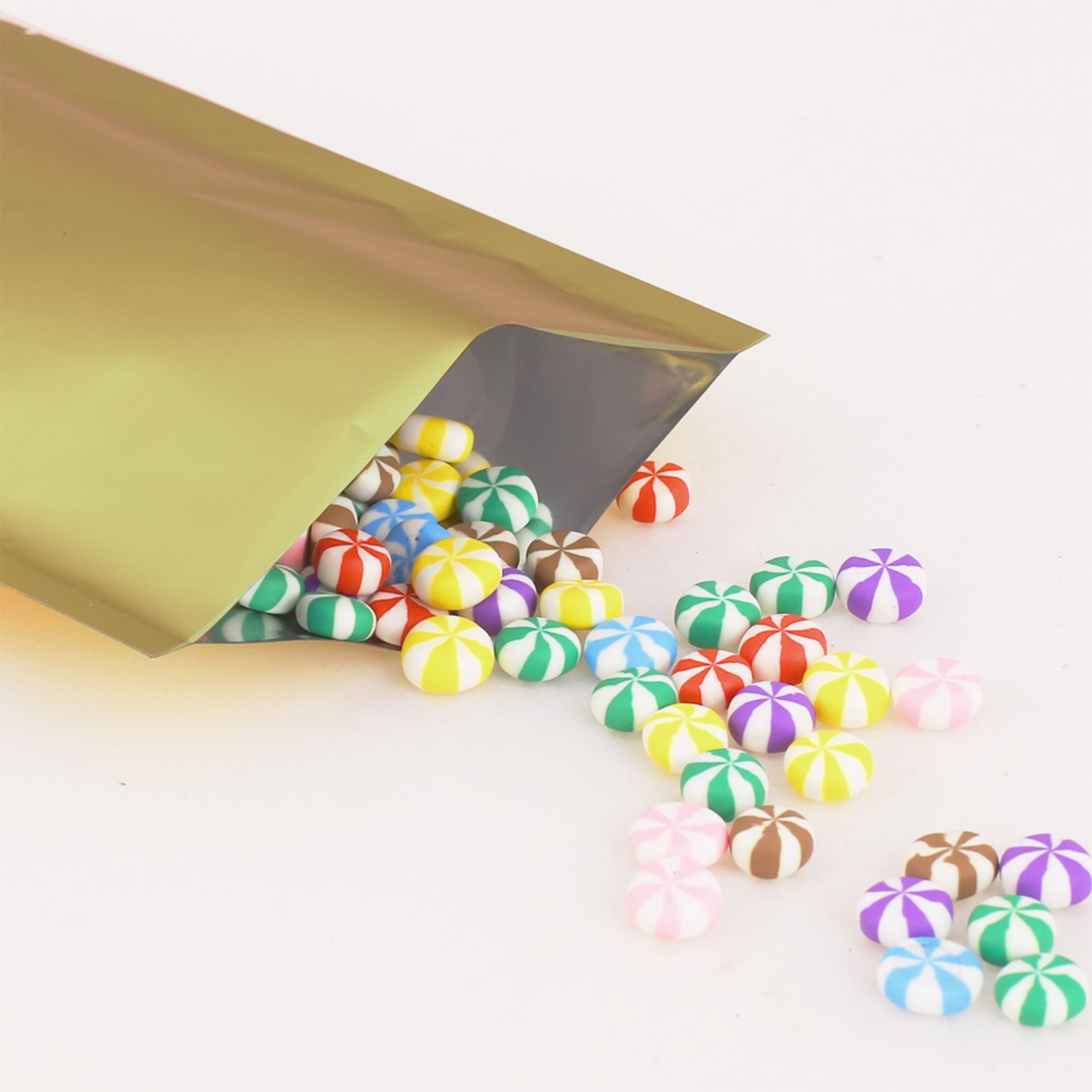 Many Different Sizes/Colors for 100 Flat Metallic Open Top Bags w/ Tear Notches