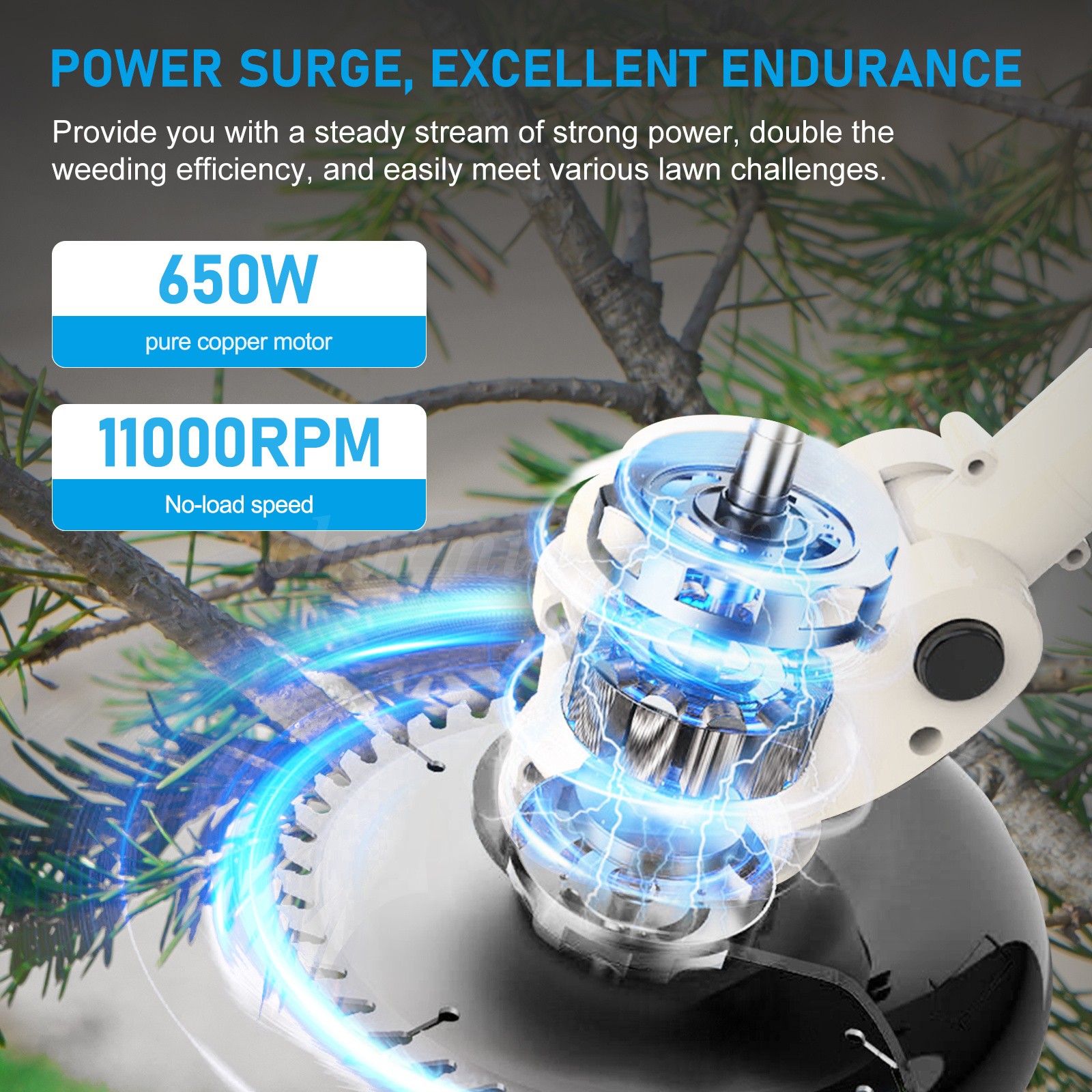 3-in-1 Cordless String Trimmer, Weed Wacker Cutter with 2 Batteries, White