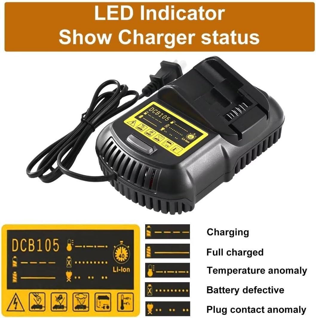 For Dewalt DCB203 20V Max Batteries 2.0Ah Lithium Ion 20 Volt DCB203-2 /Charger