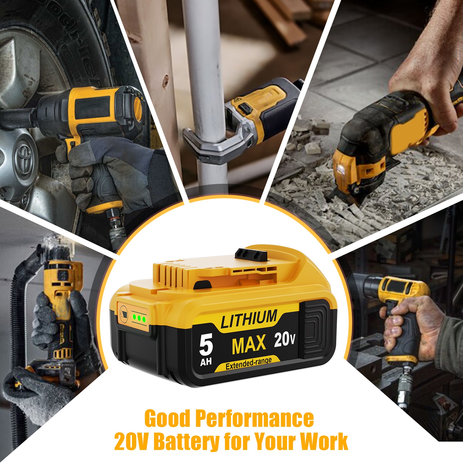 2 Pack For DEWALT DCB205-2 20V MAX Premium Lithium-Ion 5.0Ah Battery