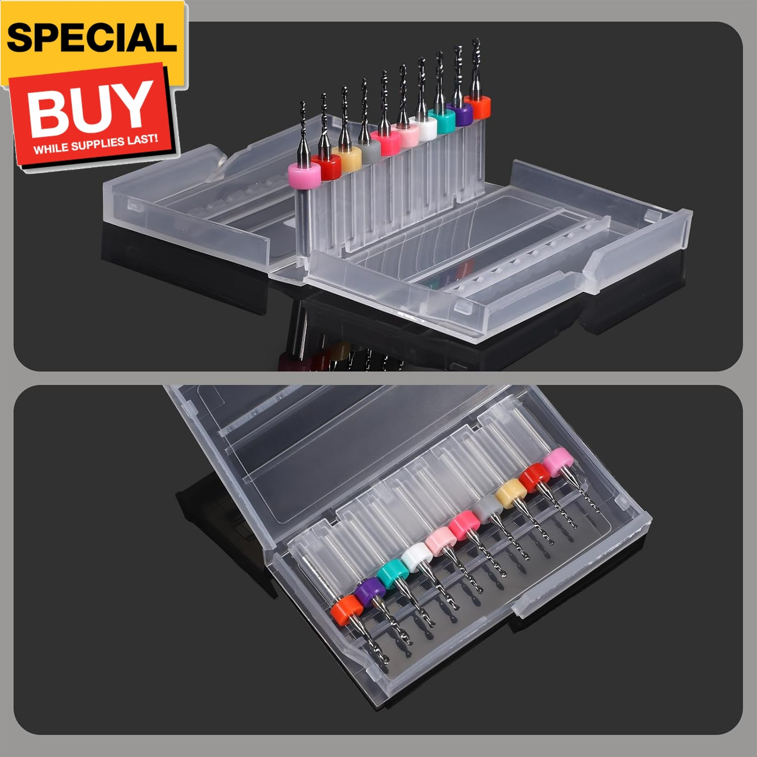 40PCS PCB Drill Bits Set 0.1mm-3.0mm, Micro Spiral Flute Carbide Print Circuit B