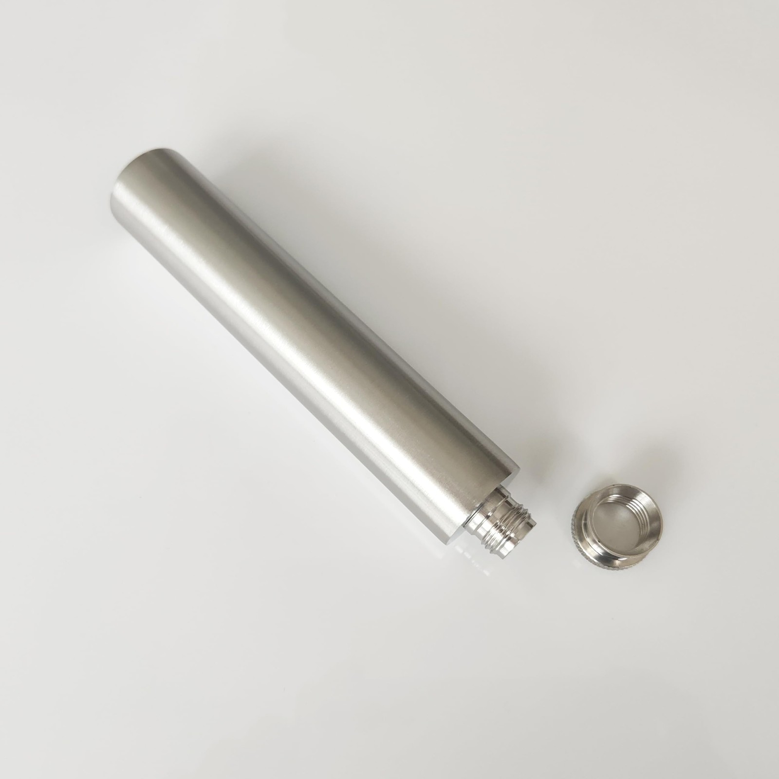 CNFLASK Stainless Steel 2oz Flat Bottom Tube Flask bottom, Brush Finish