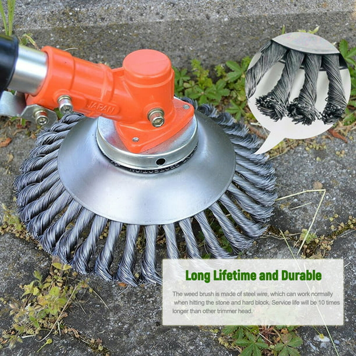 NEW 8inch Steel Wire Wheel Brush Cutter Weed Eater Trimmer Head with Adapter Kit