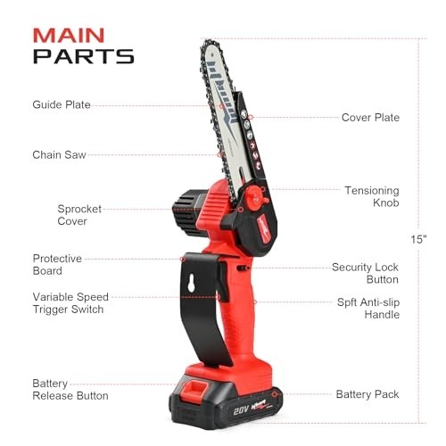 Mini Chainsaw Cordless 6 Inch Portable Electric Chain Saw 2 Battery Wood Tool