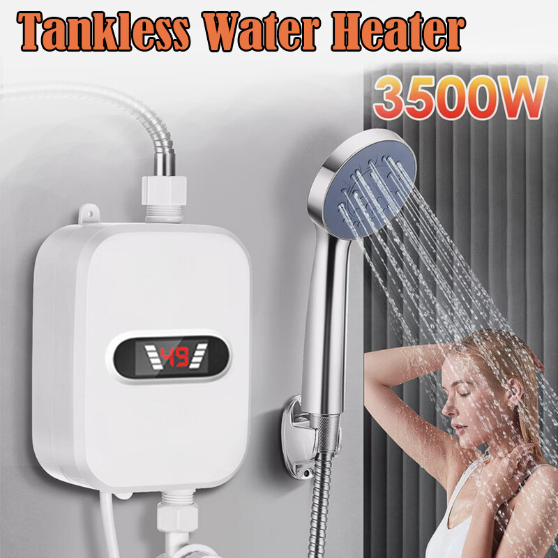 110V 3500W Tankless Hot Water Heater Shower Electric Portable Instant Boiler