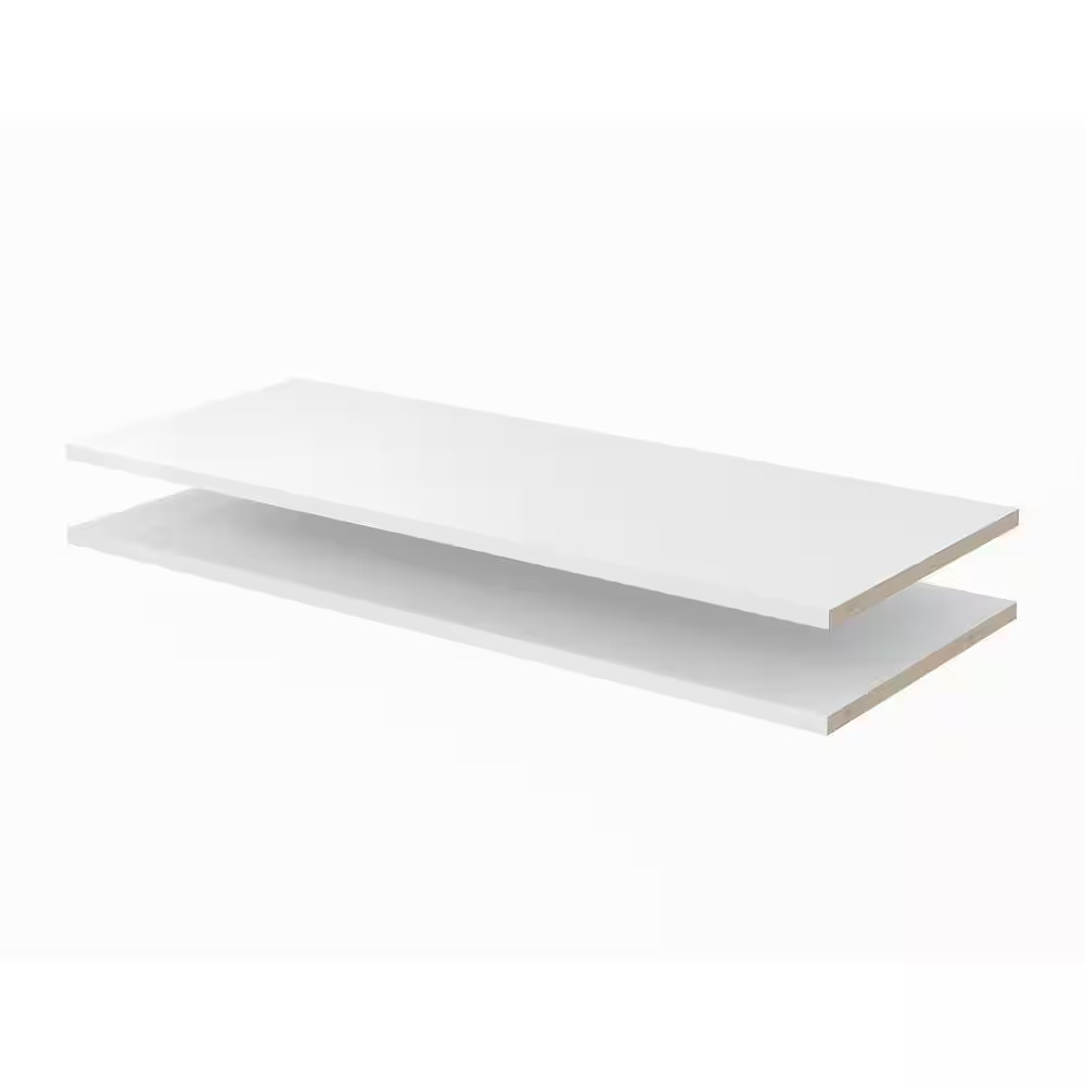 35 In. X 14 In. Classic White Wood Shelves (2-Pack)