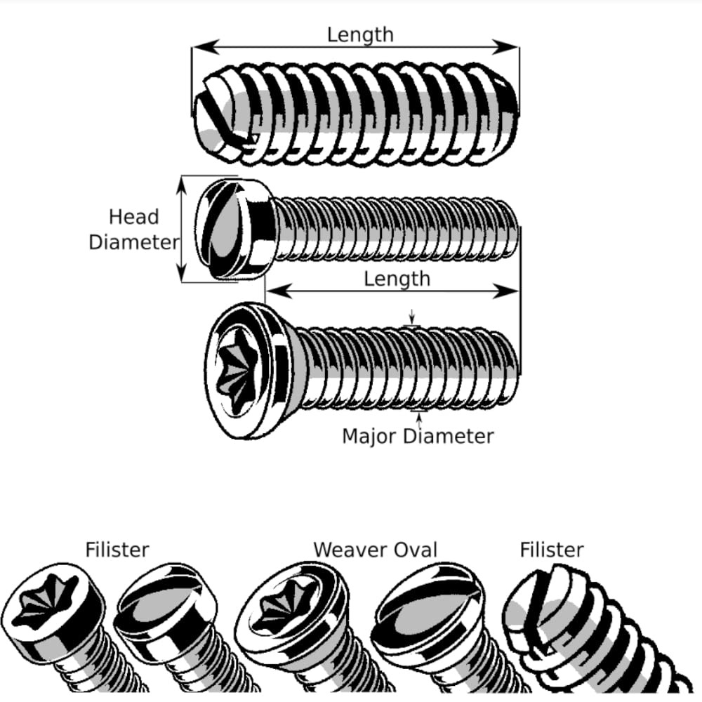 10 PCS Black Oxide Slotted Fillister Head Gun Screws 840×3/4 Inch Parts