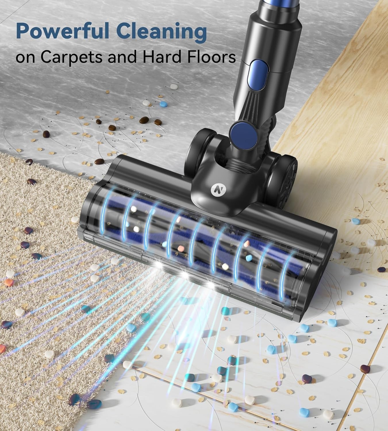 Cordless Vacuum Cleaner 65KPa Lightweight Pet Hair Carpet Hardwood Stick 1.5L