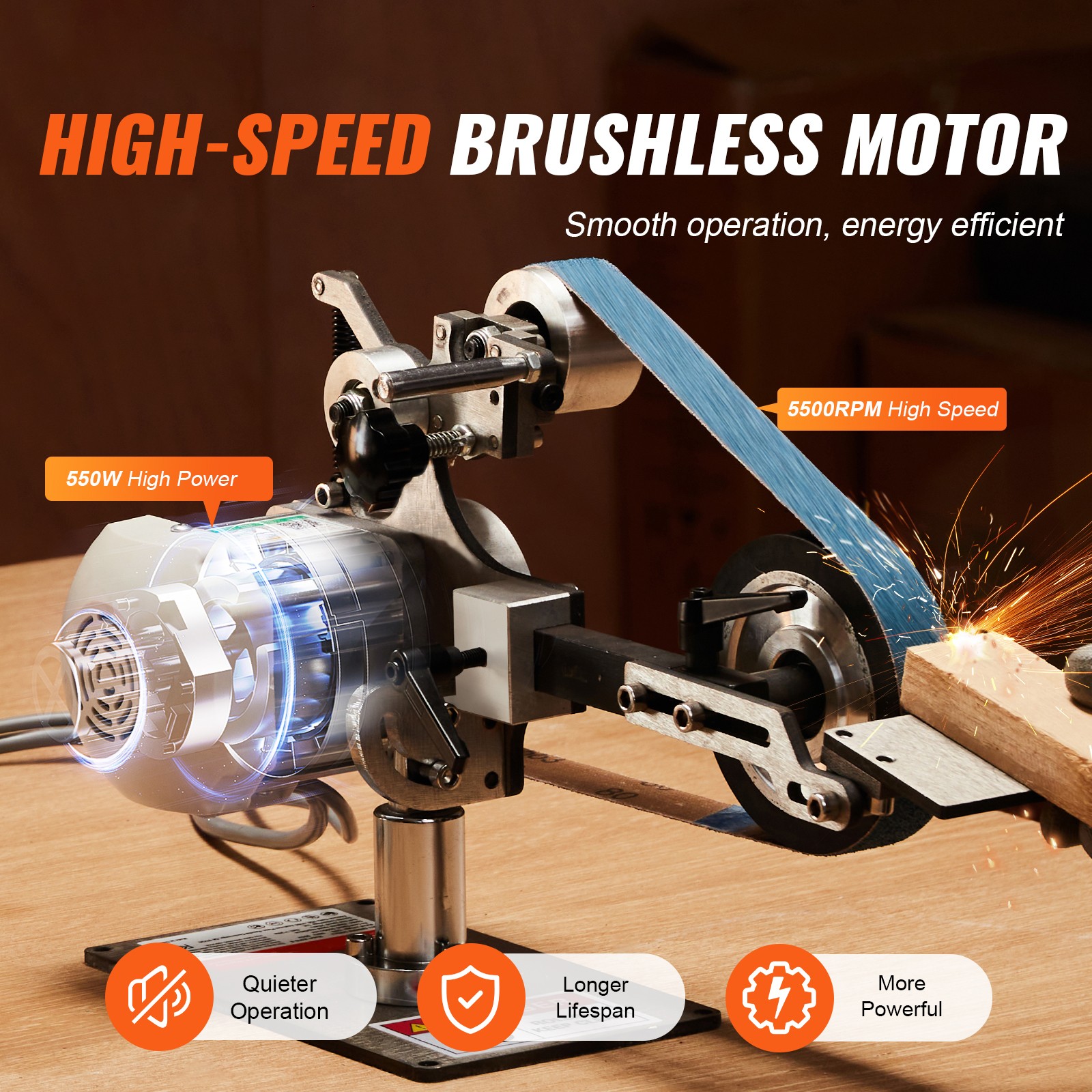 Belt Grinder Sander 30 x 1-Inch Variable Speed with VFD 2 Grinding Moulds