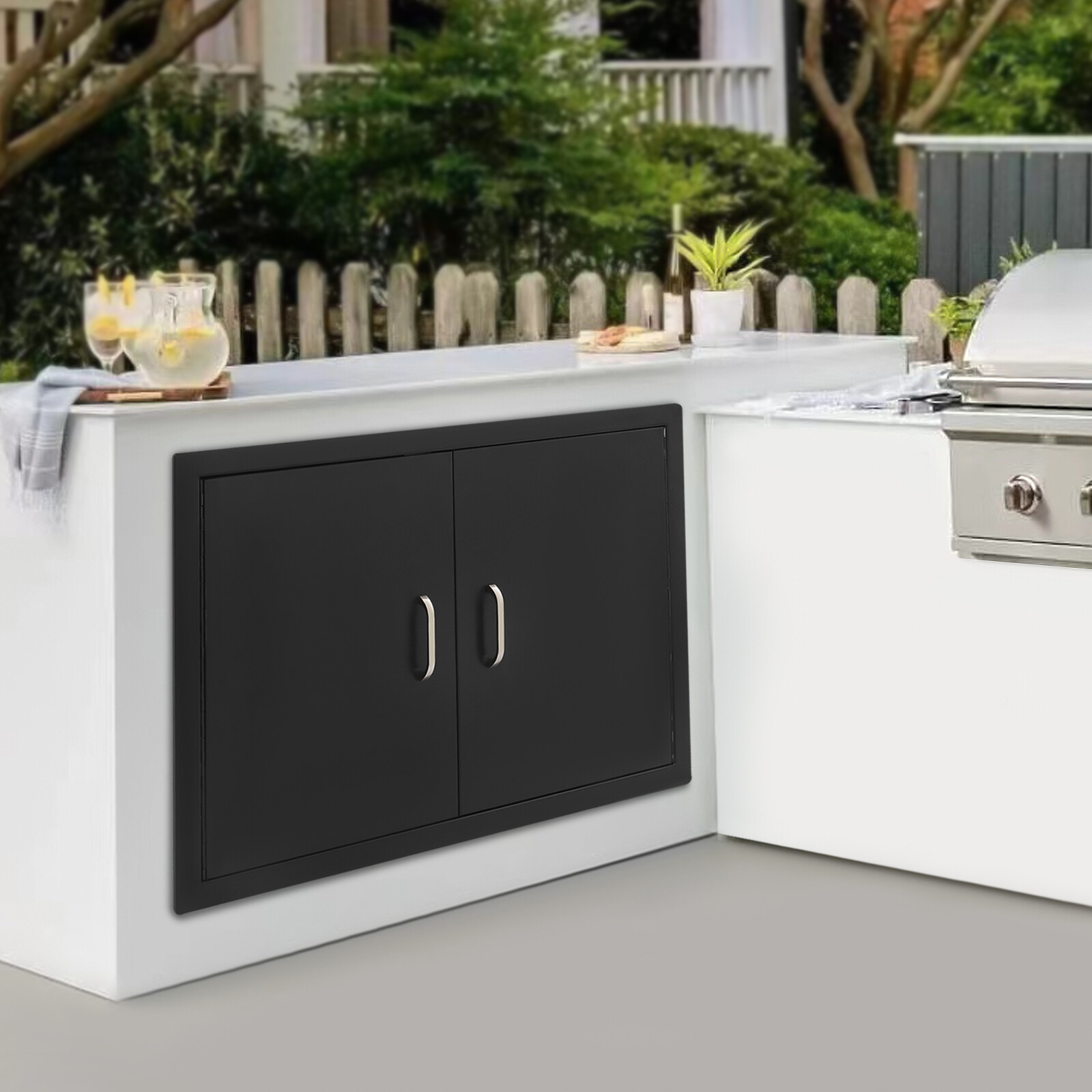 BBQ Access Door for Outdoor Kitchen Black Double Outdoor Kitchen Door