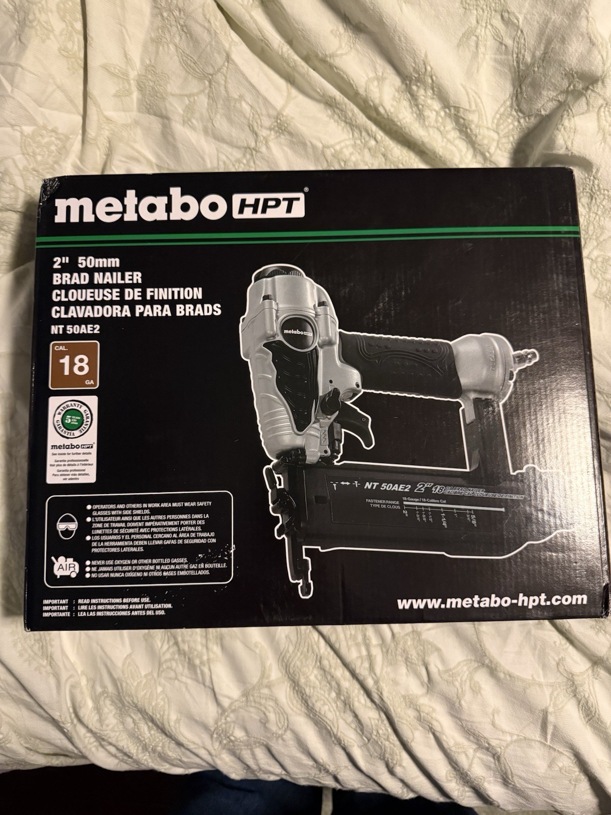 Metabo HPT NT50AE2M 2 in. 18-Gauge Finish Brad Nailer Kit NEW UNOPENED