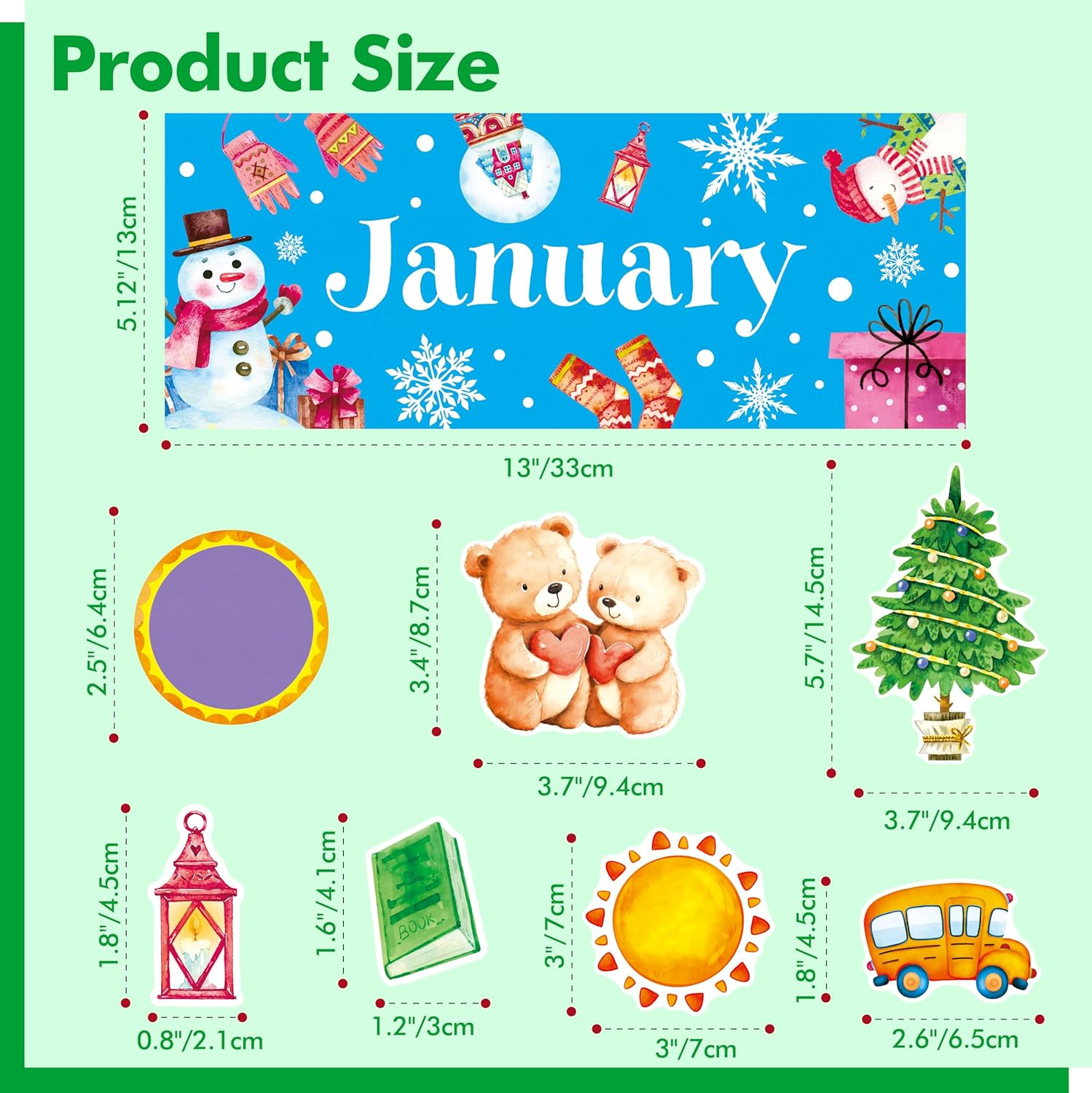 112 PCS Holiday Monthly Headliners, 12 Months of The Year Bulletin Board Decors