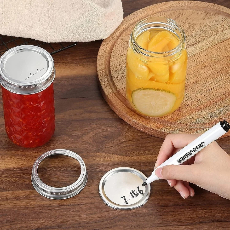 100Pcs/50 Sets Canning Lids and Rings Wide Mouth, Premium Mason Jar Lids with Ri
