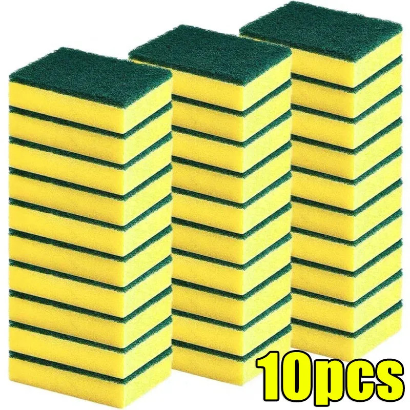 10pcs Cleaning Sponges Dish Scrubber Soft & Heavy Duty Microfiber Kitchen Sponge
