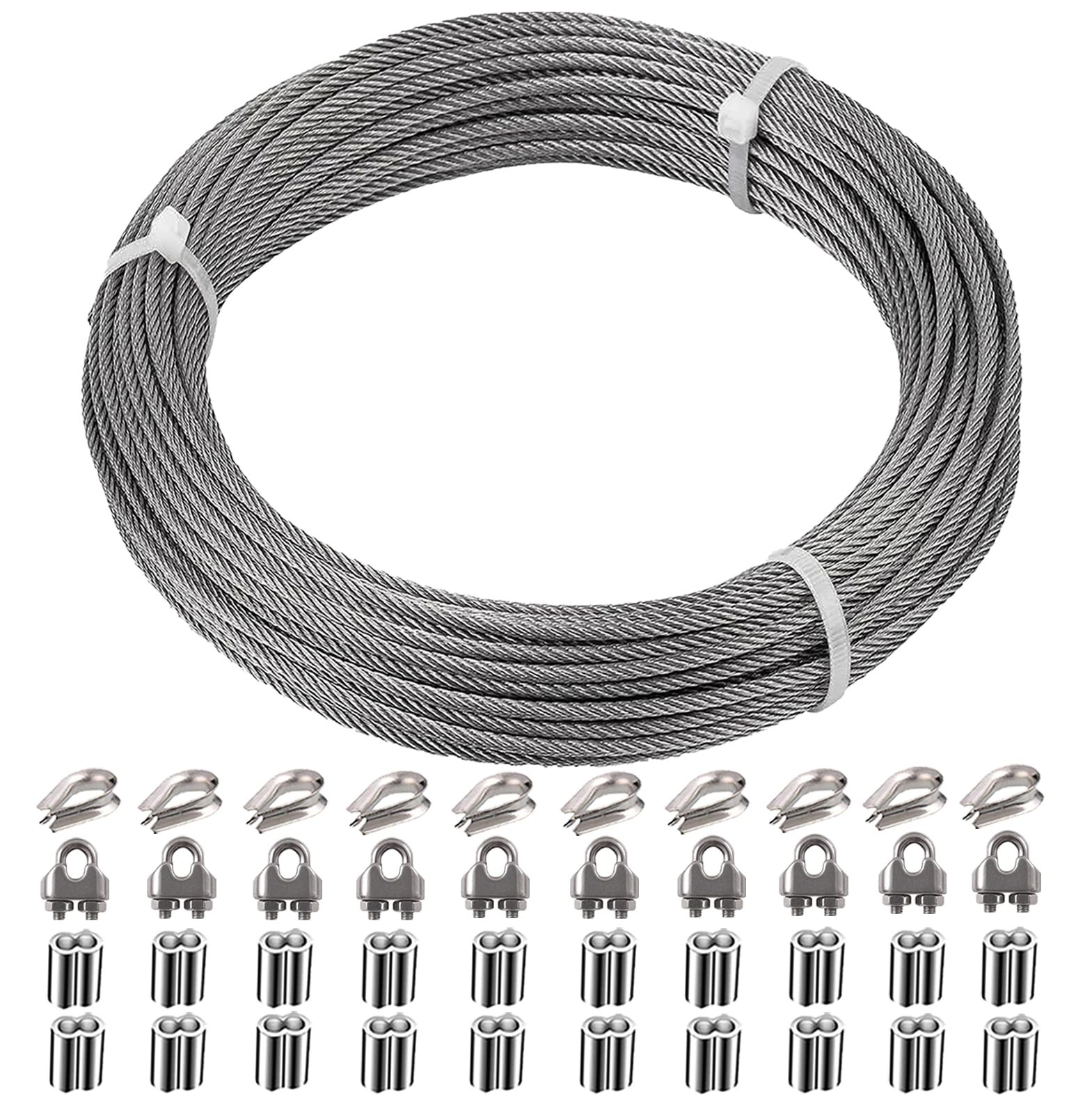 1/8 Inch Stainless Steel Wire Rope Cable 100FT | Without Cutter,