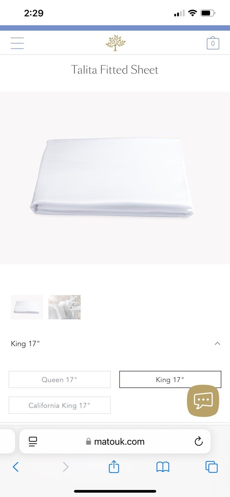 $426 Matouk Italy 1pc Cal King 17” Fitted Giza-87 Cotton Sateen Talita (2) Sold