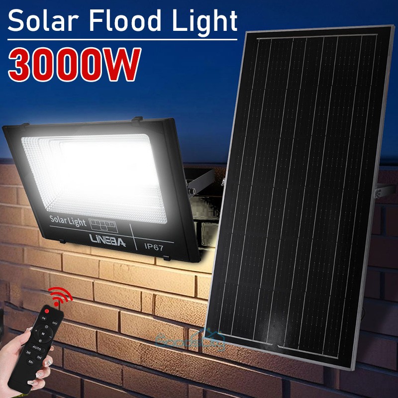 3000W 2000W Solar Lights Outdoor Security Flood Light Dusk to Dawn Solar Lamp