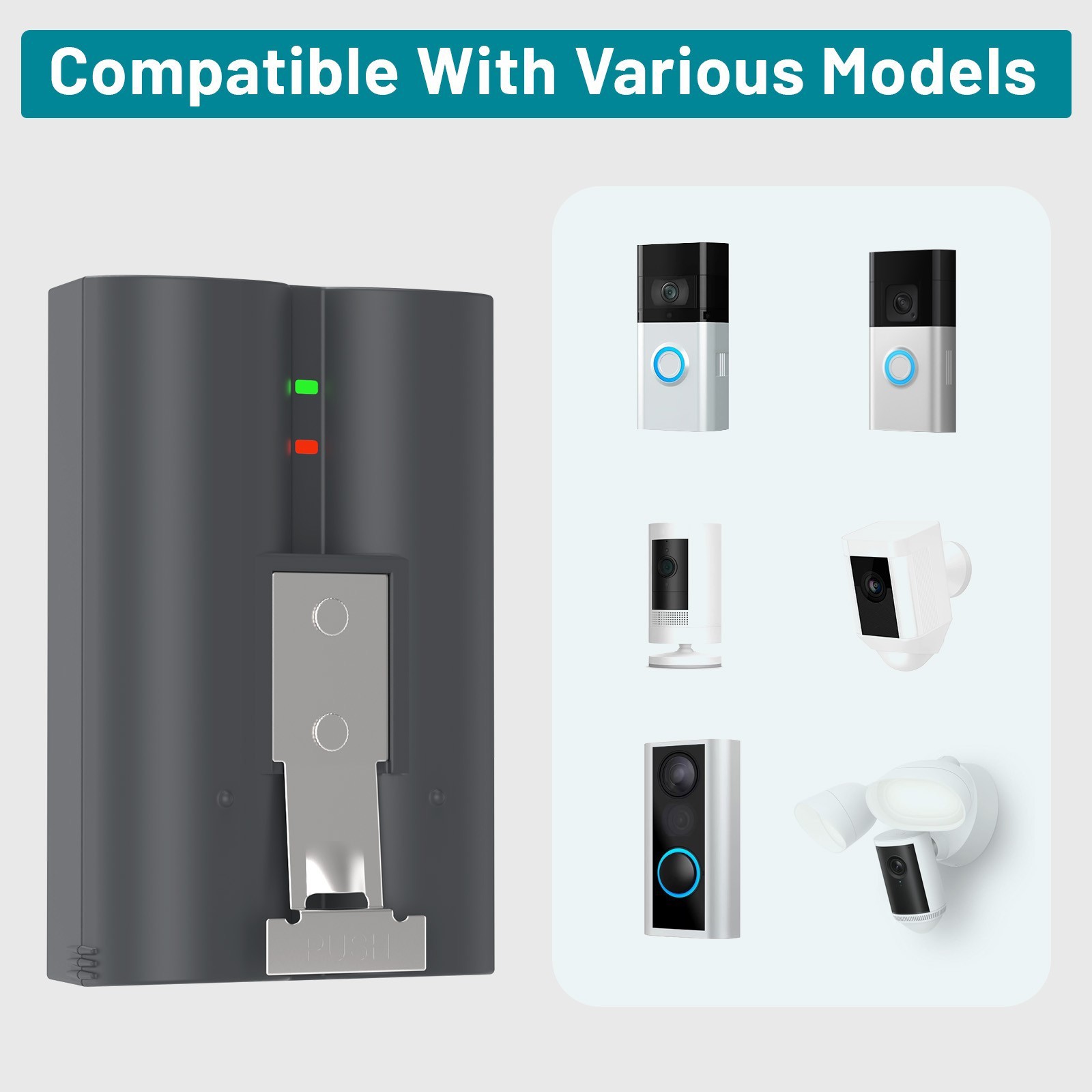 2 Pack 8000mAh Rechargeable Battery and Charger Station for Ring Doorbell 2/3/4