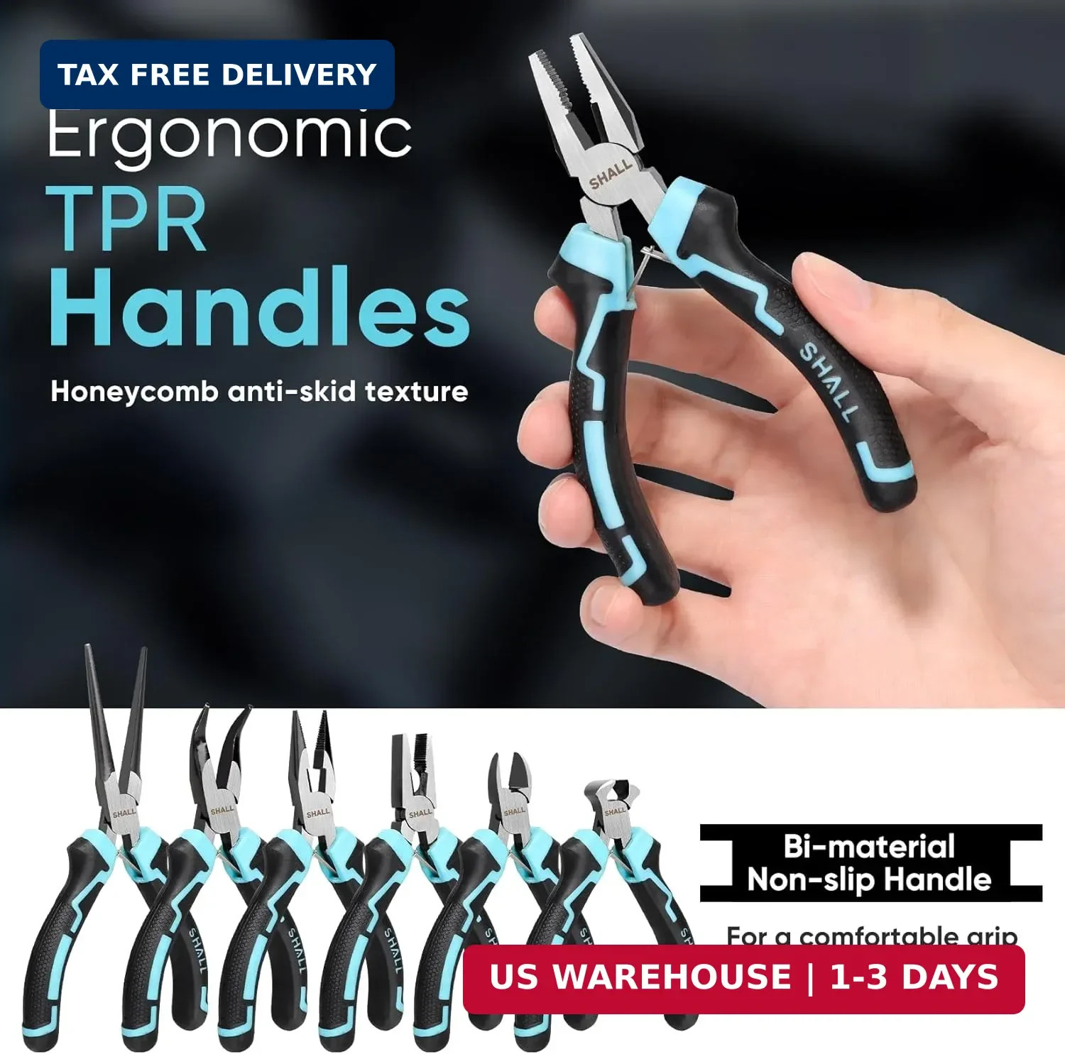 SHALL Mini Pliers Set, 6-Piece Small Pliers Tool Set Includes Needle Nose, Long