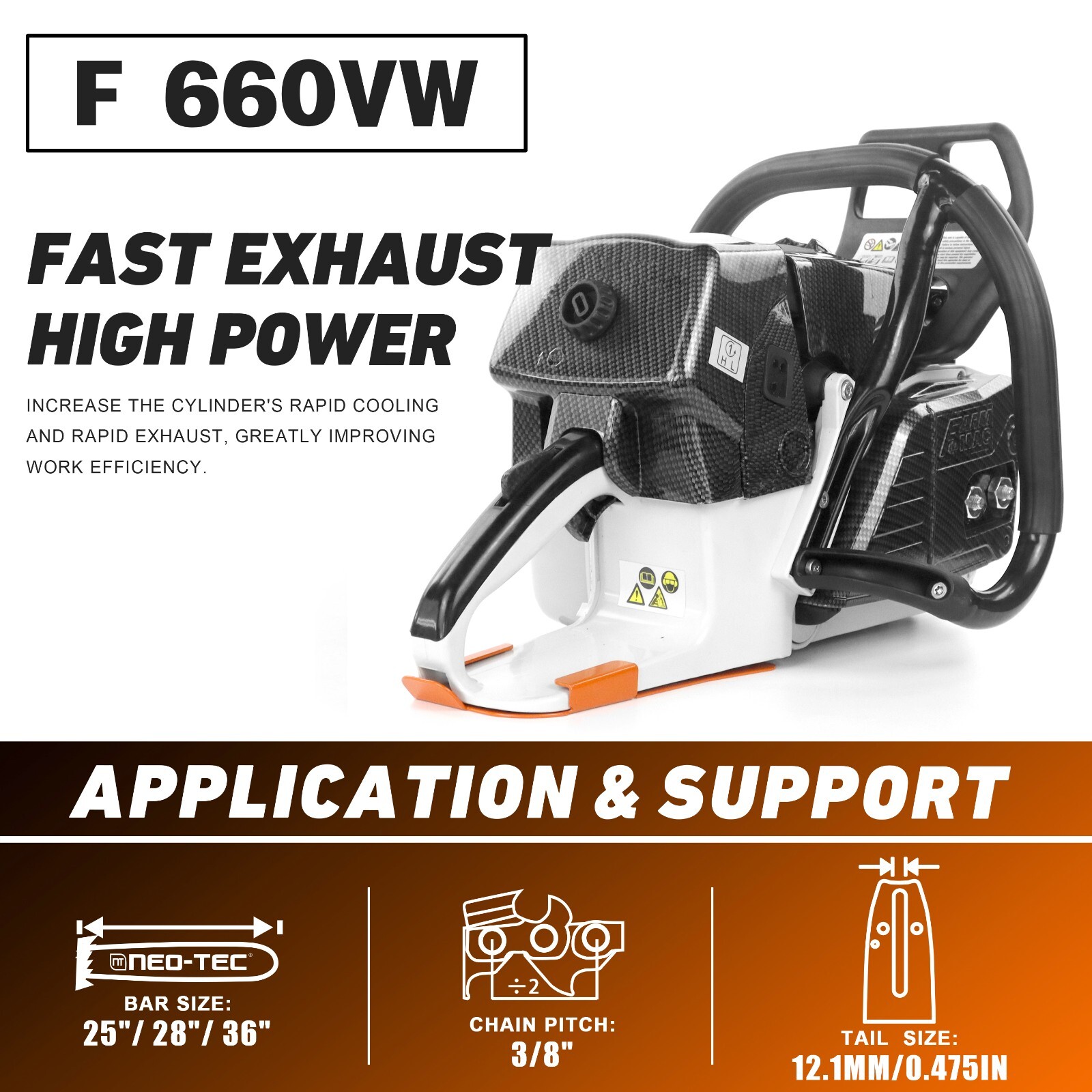 92cc Gas Chainsaw Power Head Compatible with MS660 G660 for Milling Wood No Bar