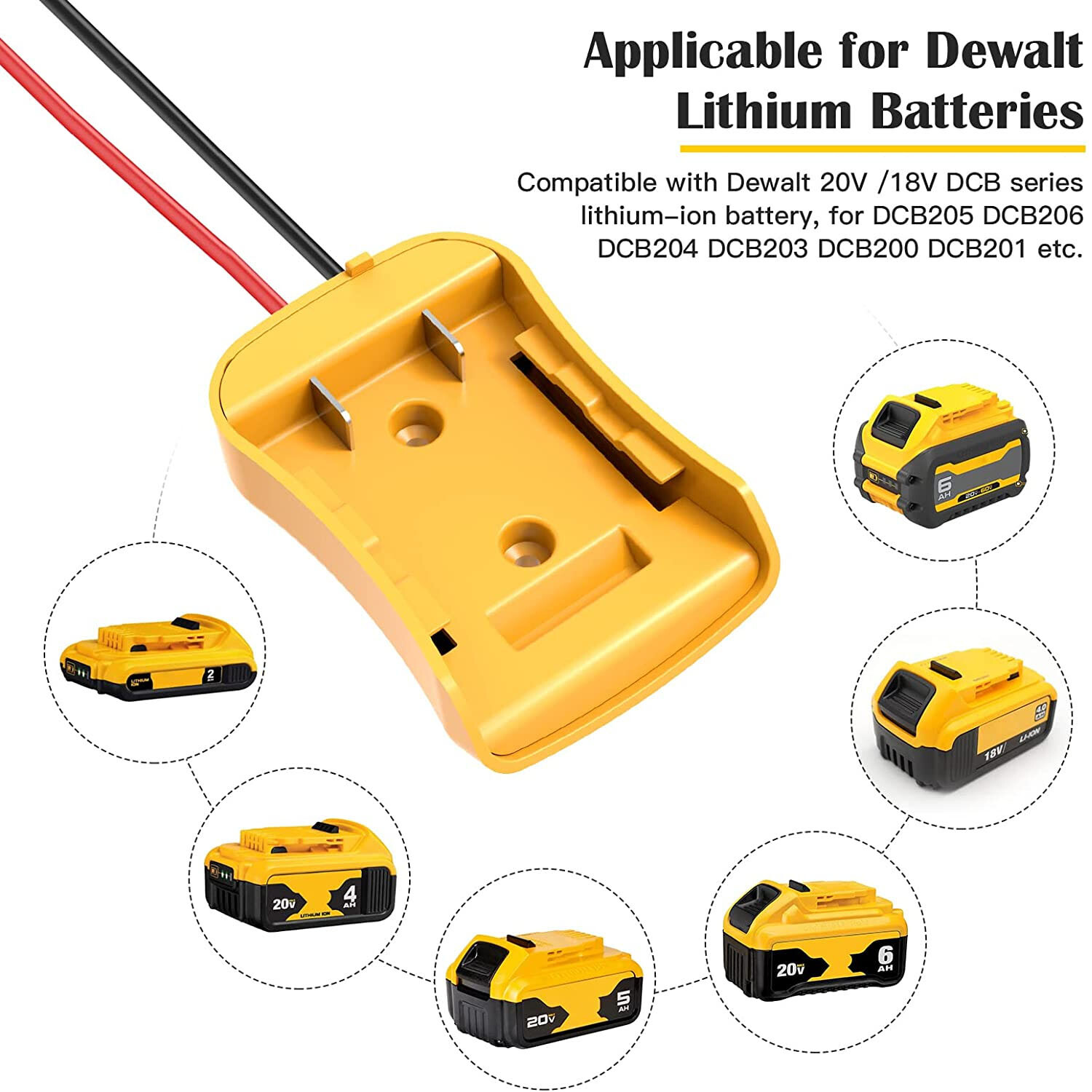 Power Connector DIY Battery Adapter Holder Dock For DeWalt 18V/20V Max Battery