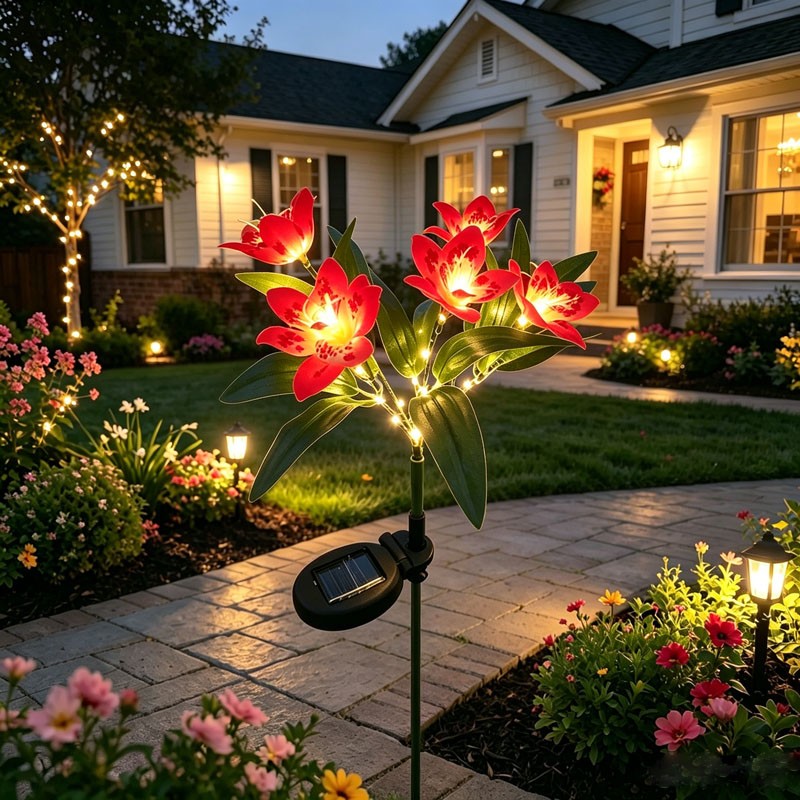 Solar LED Garden Lights Flower Stake Lamp Outdoor Yard Waterproof Patio Decor