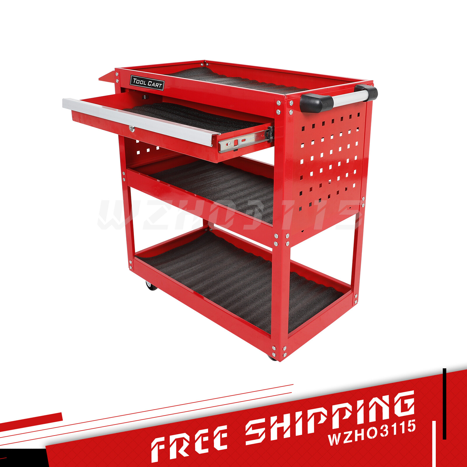 3 Tier Rolling Tool Cart 400LB Heavy Duty Mechanic Tool Cart w/ Lockable Wheels