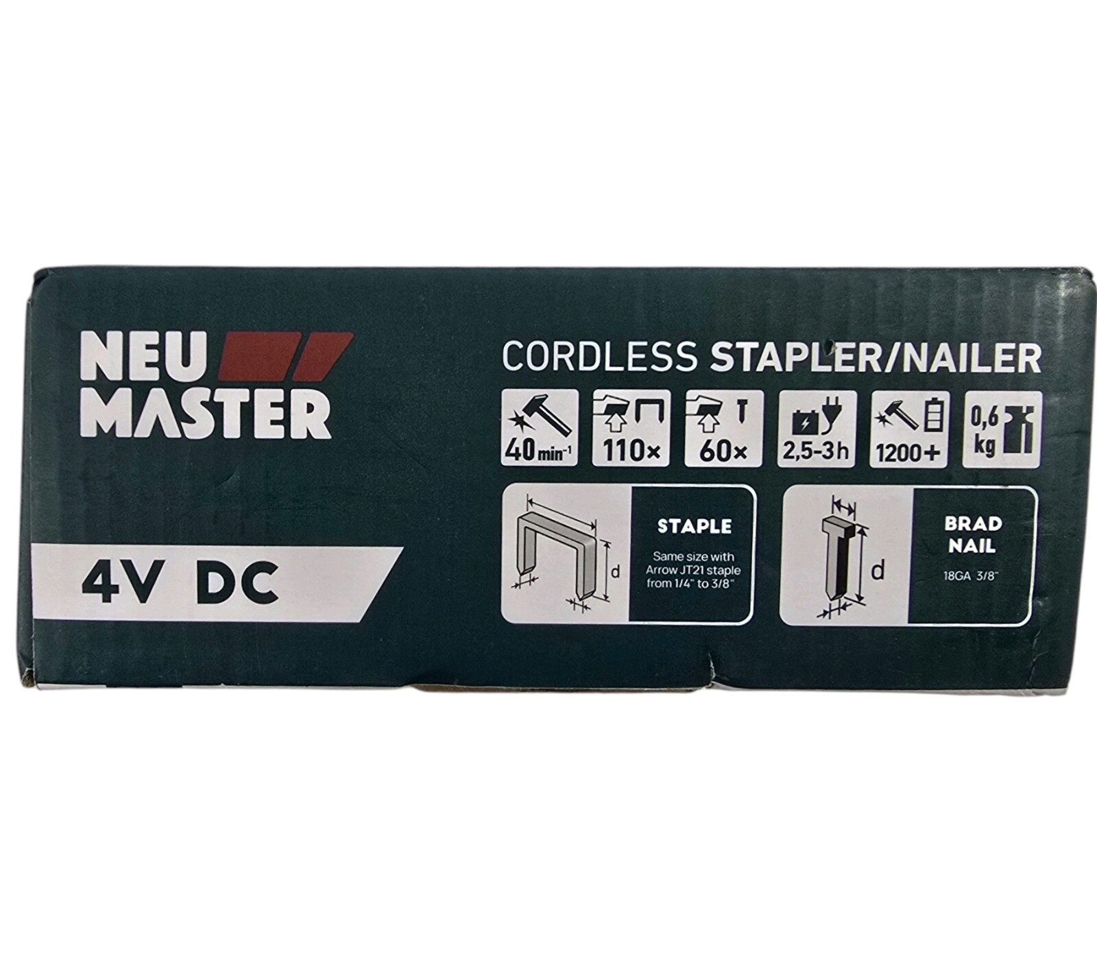 Neu Master Cordless 2 In 1 Stapler Nailer 1500mAh Lithium Power 4V DC KWNG01