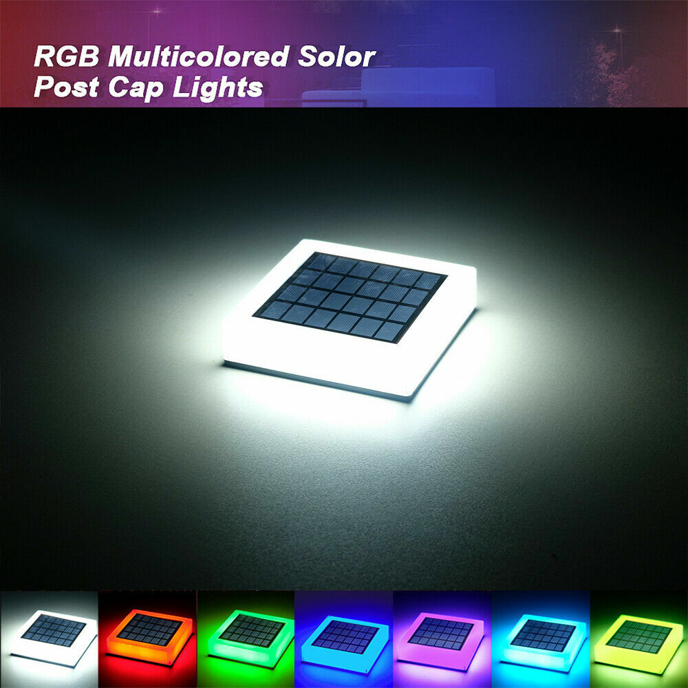T-SUN 4PKS Solar Post Cap Lights LED RGB Outdoor Landscape Lights Garden Lights