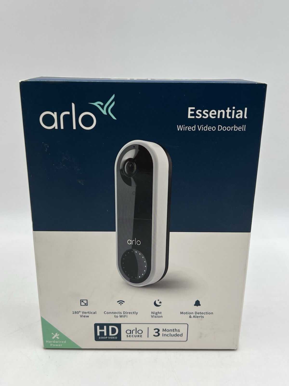 Arlo Essential Wired Video Doorbell – HD Video,Night Vision, Audio, 3 Months Inc