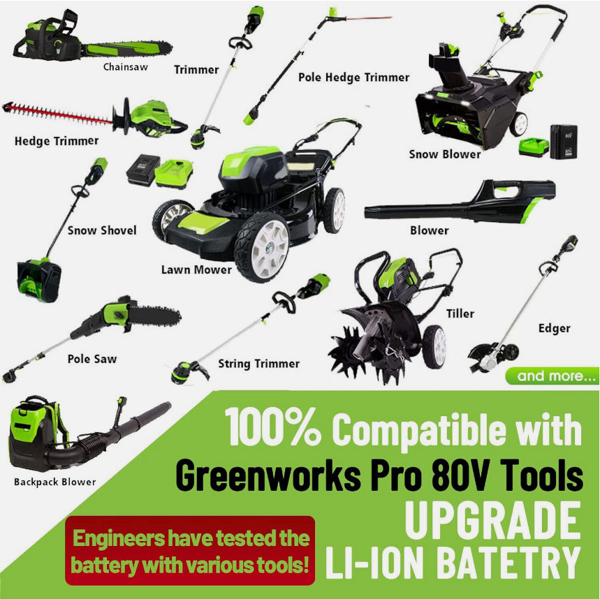 80V Lithium Ion 5.0Ah Rechargeable Li-ion Battery BAB727 GBA80200 FOR Greenworks