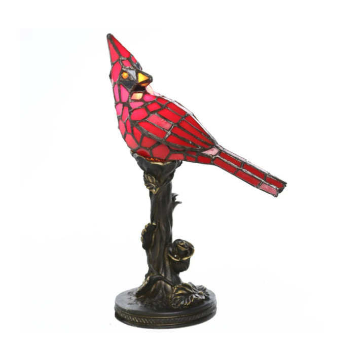 Stained Glass Cardinal Lamp Table Bird Red Ornament New Light Mantel Tiffany End