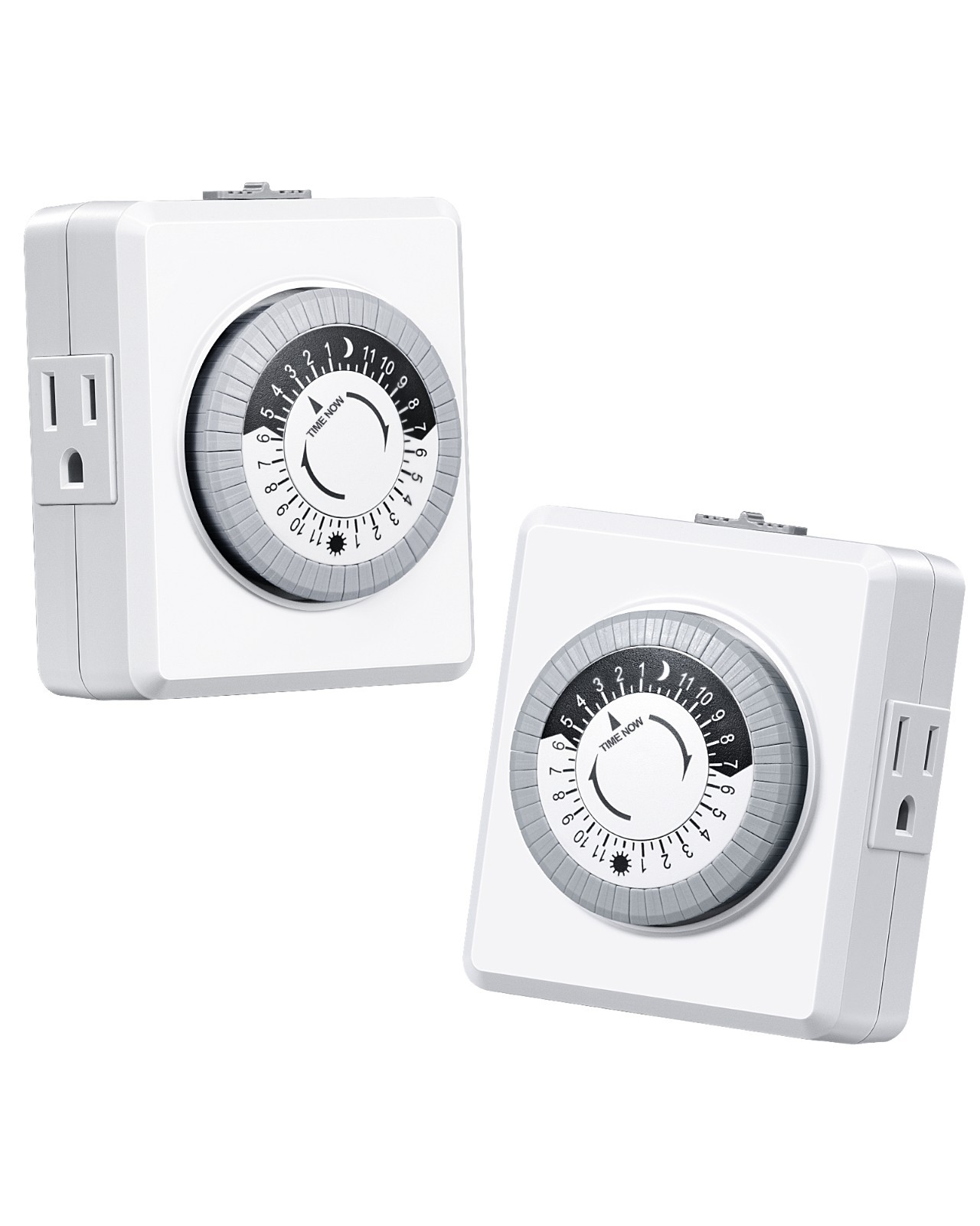 DEWENWILS 24-Hr Mechanical Light Timer 2-Pack, For Lamps, Christmas Lights, ETL