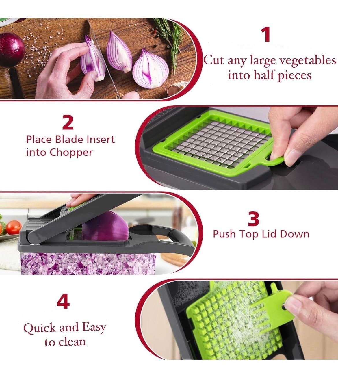 16 in 1 Vegetable Fruit Chopper Cutter Food Onion Veggie Dicer Slicer Kitchen US
