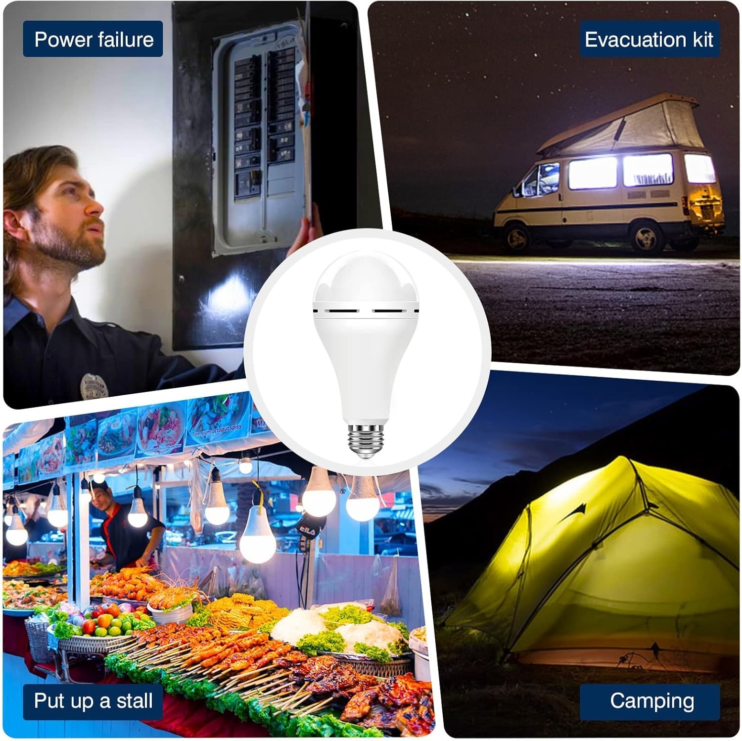 9W(60W) Led Bulb Rechargeable LED Light Bulbs with Battery backup Emergency