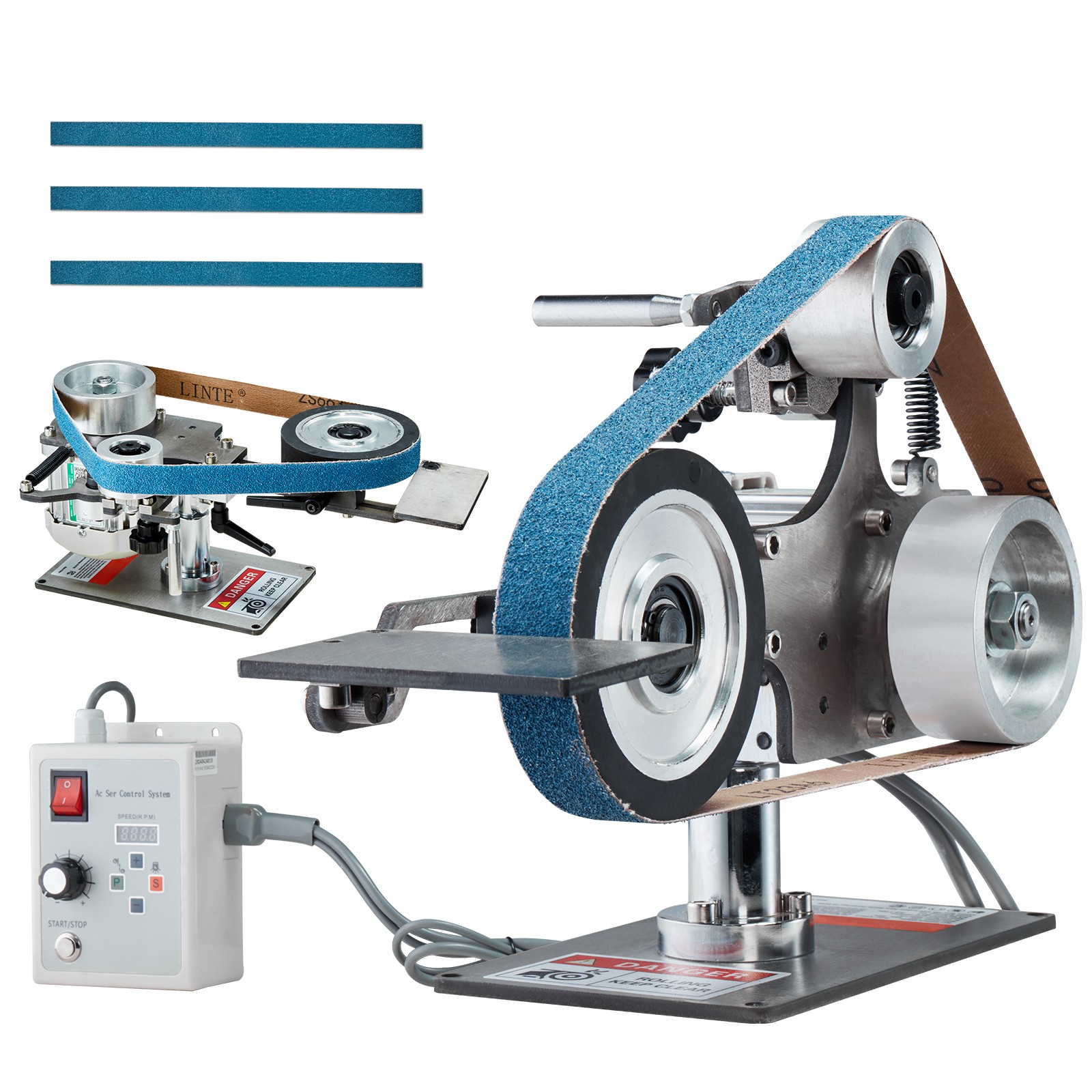 Belt Grinder Sander 30 x 1-Inch Variable Speed with VFD 2 Grinding Moulds