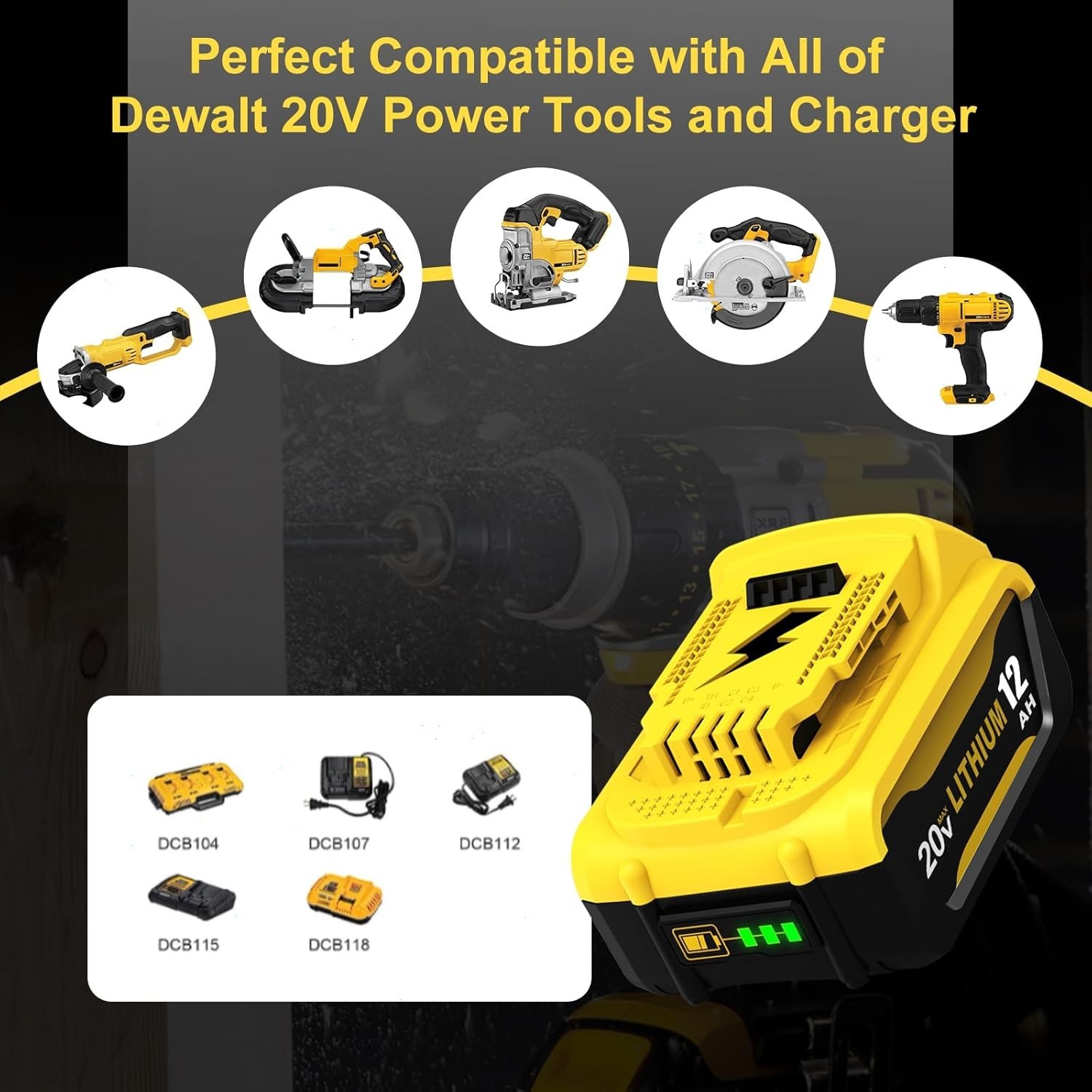 2 Pack 12.0AH For DeWalt 20V 20 Volt Max XR Lithium Ion Battery DCB206-2 DCB206