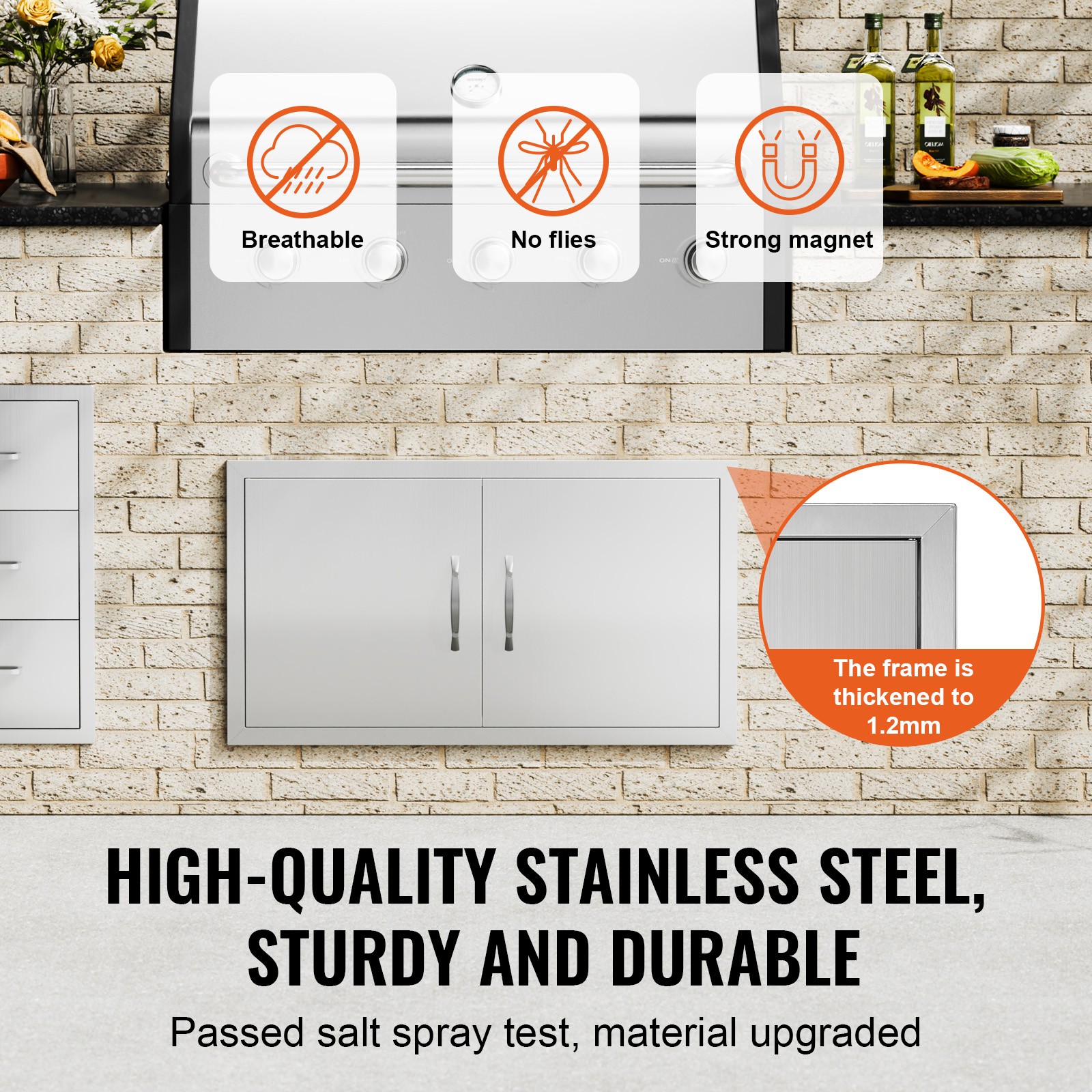 Uimoso 34×19 Inch Outdoor Kitchen BBQ Access Door Stainless Steel
