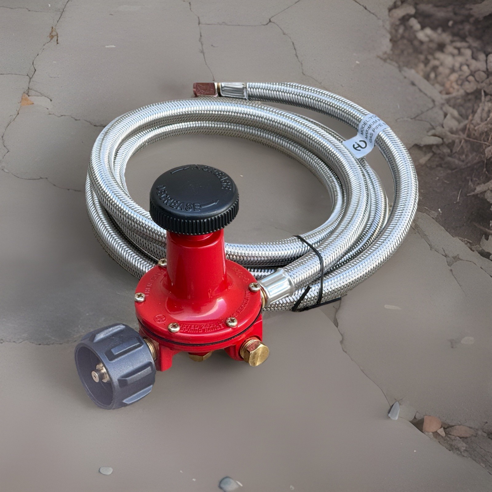 6FT 30PSI Adjustable High Pressure Propane LP Regulator Stainless Braided Hose