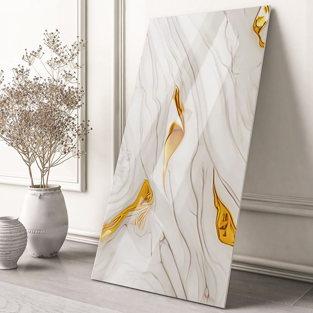 40pcs Vinyl Peel and Stick Wall Panels Sticker, Faux Golden Marble Pattern