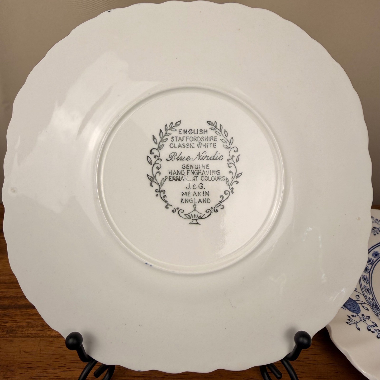 J&G Meakin Blue Nordic Plates Set of 4 Staffordshire Blue Onion Scalloped 7.5in