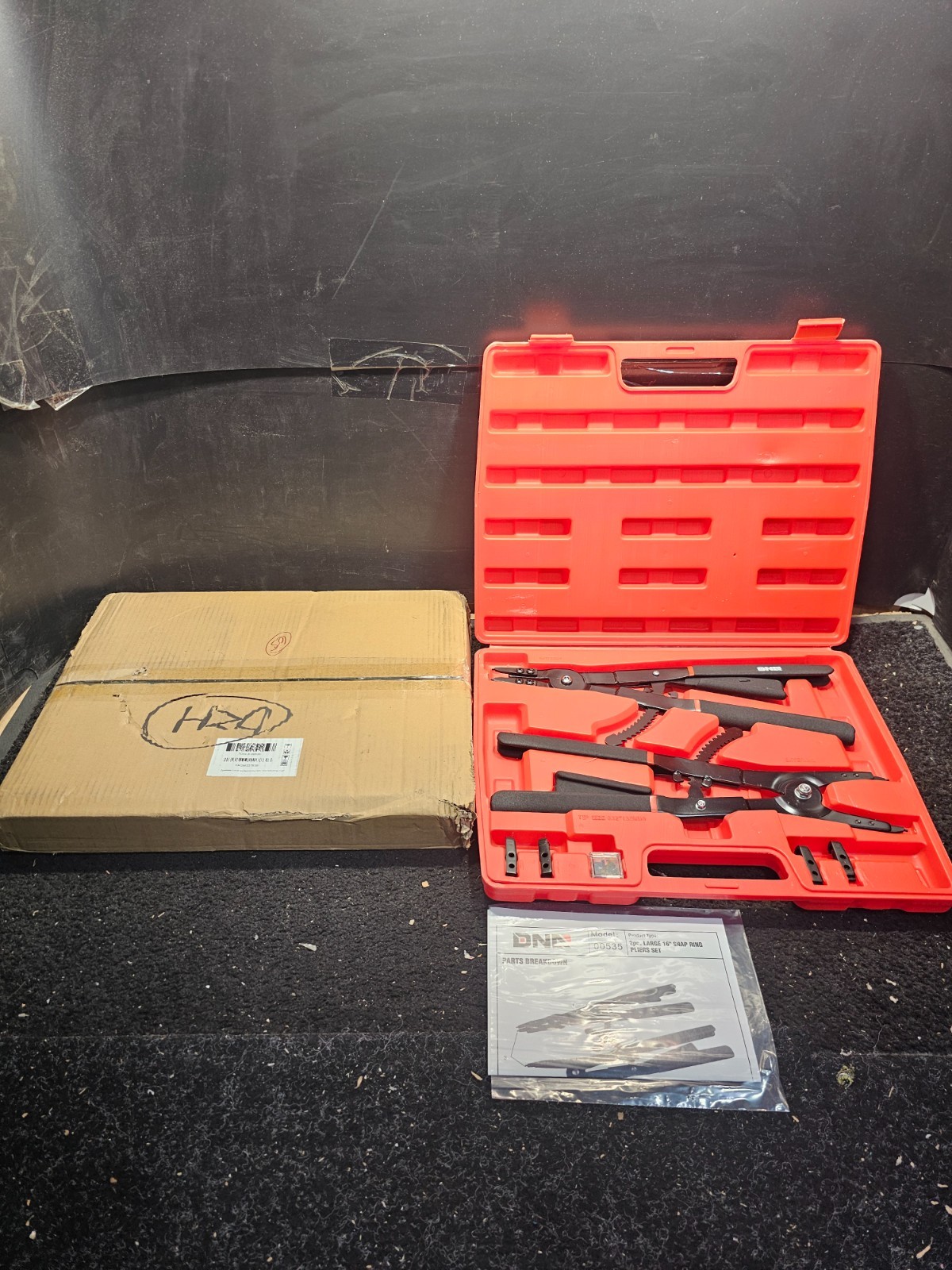 DNA MOTORING TOOLS-00535 2-Piece 16″ Snap Ring Pliers with 8-Piece Angle Tip