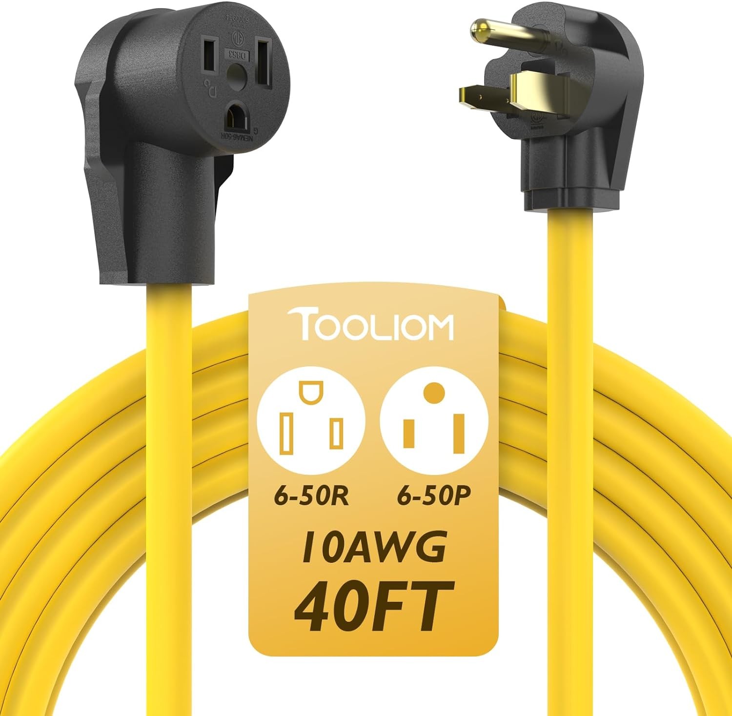 Used 40FT 250V Welder Extension Cord 10AWG NEMA 6-50P to R ETL Approved