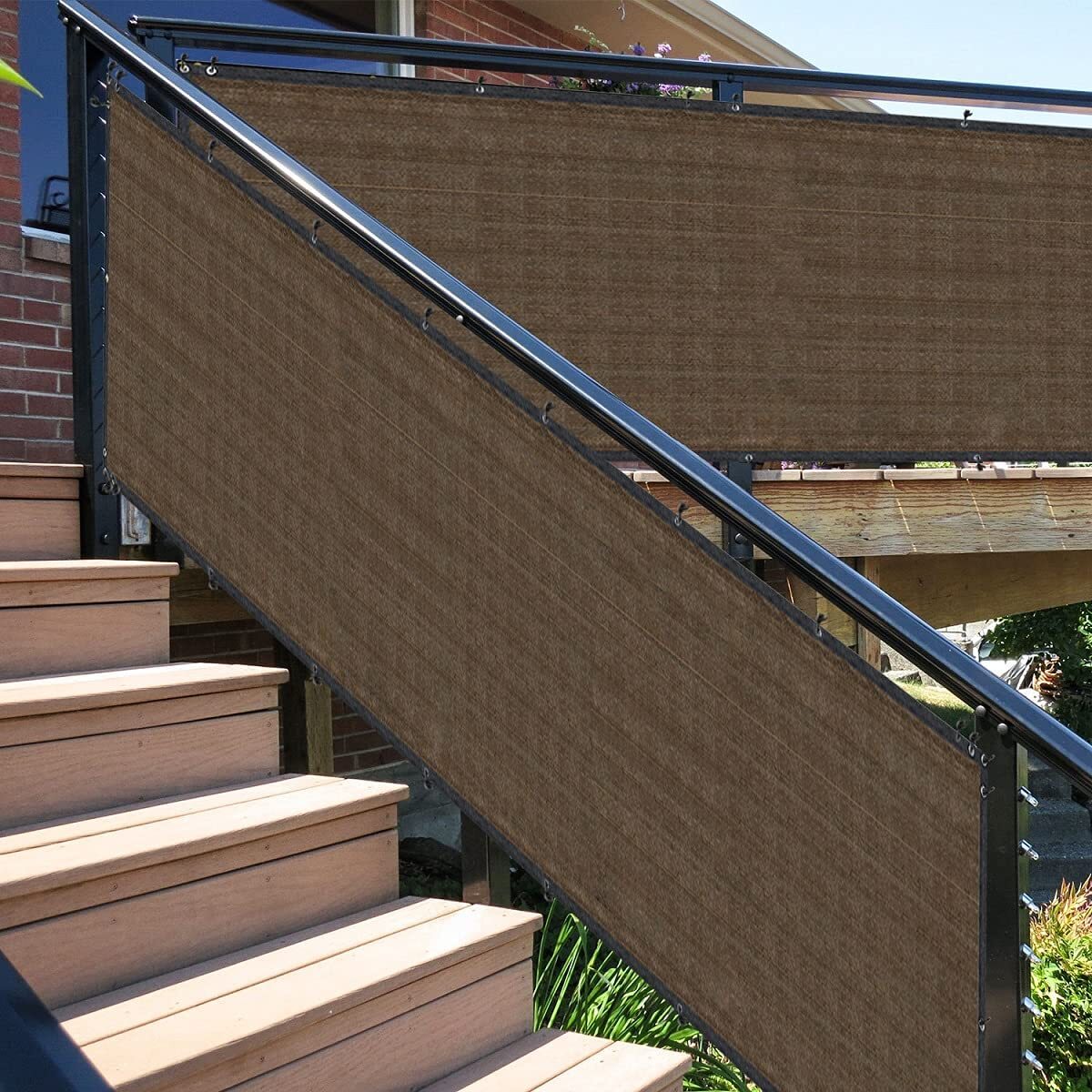 35in Privacy Balcony Screen Brown Fence Screen Patio Deck Fabric Shade Net Cover