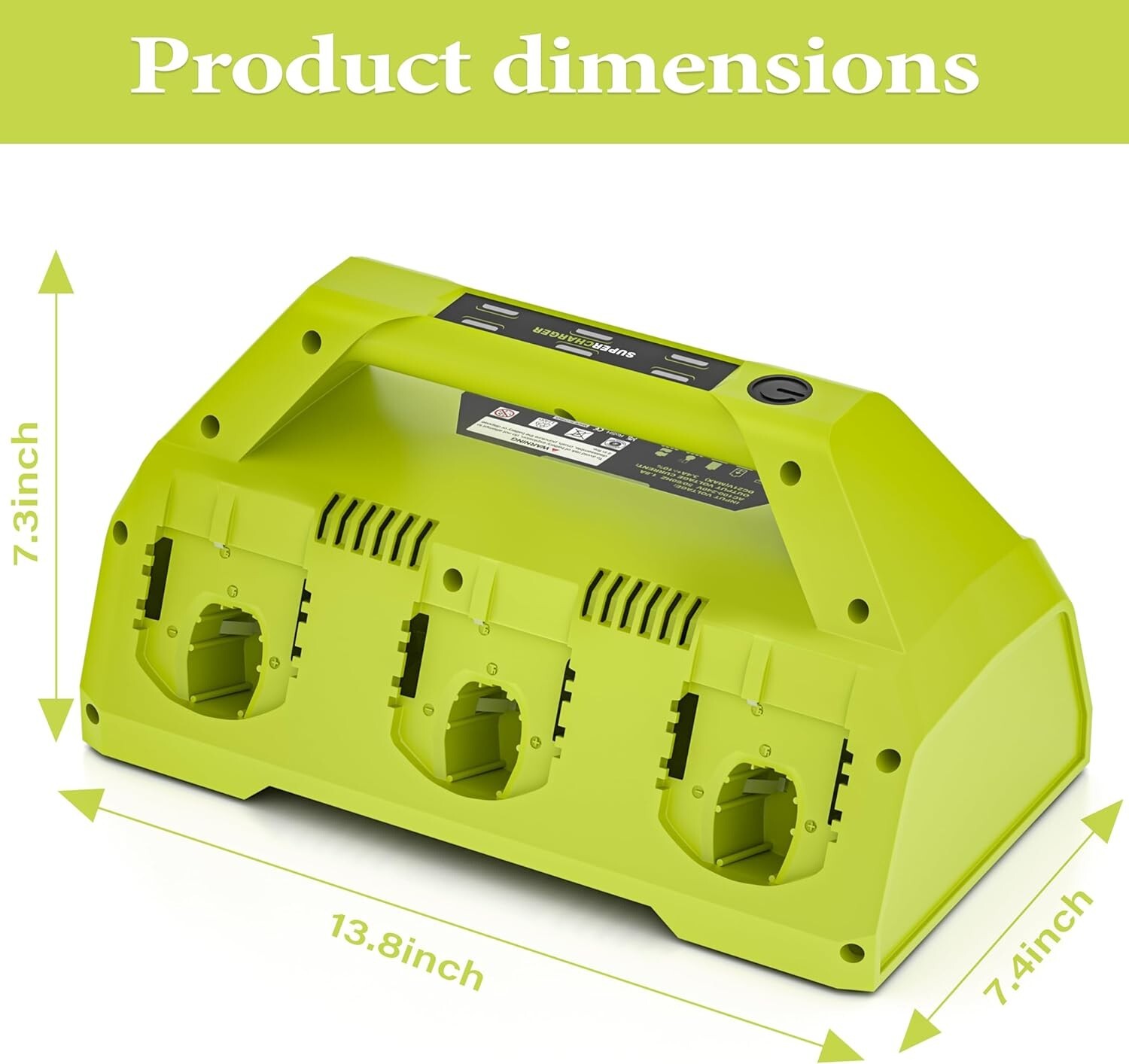 18V 6-Port Charger P180 for Ryobi One+ 12V-18V Li-Ion/NiCd/NiMH (P102/P108/P180）