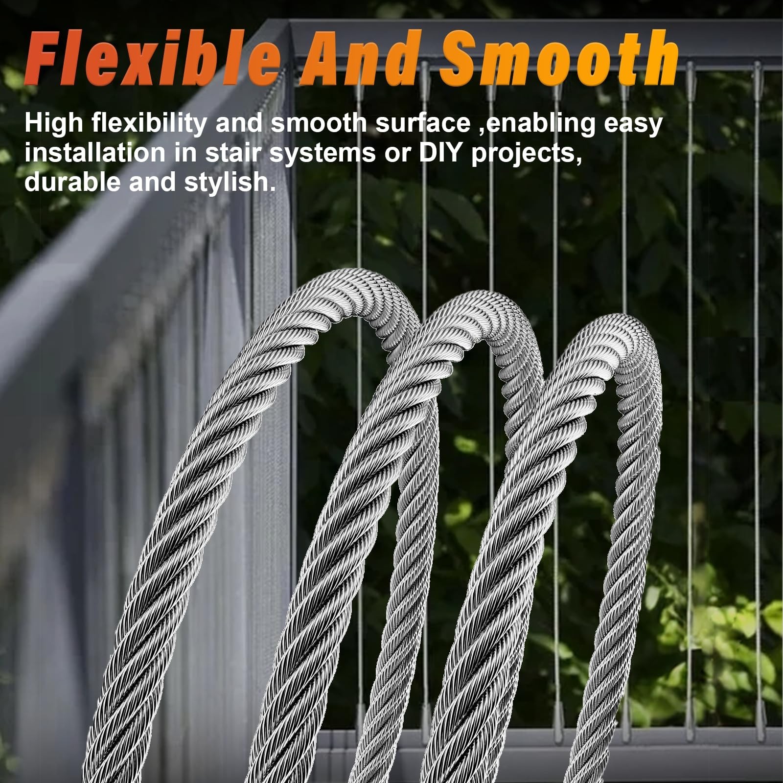 Stainless Steel Cable for Railing – 25FT 3/16″ T316 Wire Rope | 7 x 19 Strand…