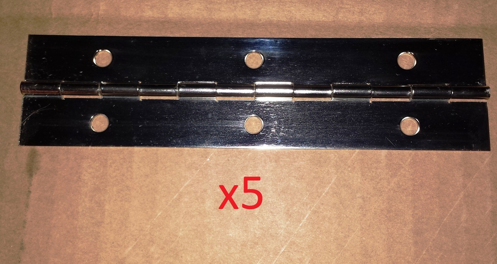 5 pc .040 Nickel Plated Piano Hinge 6 x 1.5 Holes Cabinet/Door/Project/Furniture